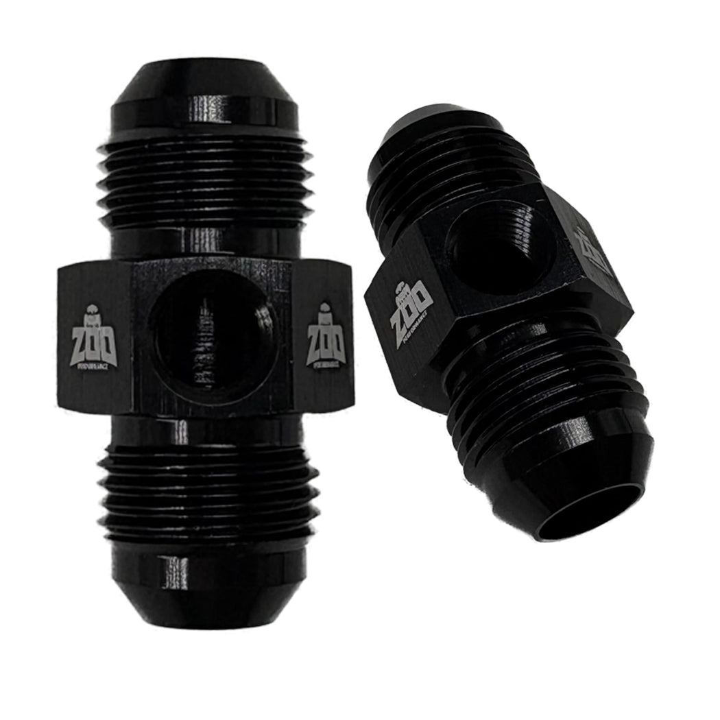 AN MALE - MALE UNION ADAPTOR WITH 1/8" PORT