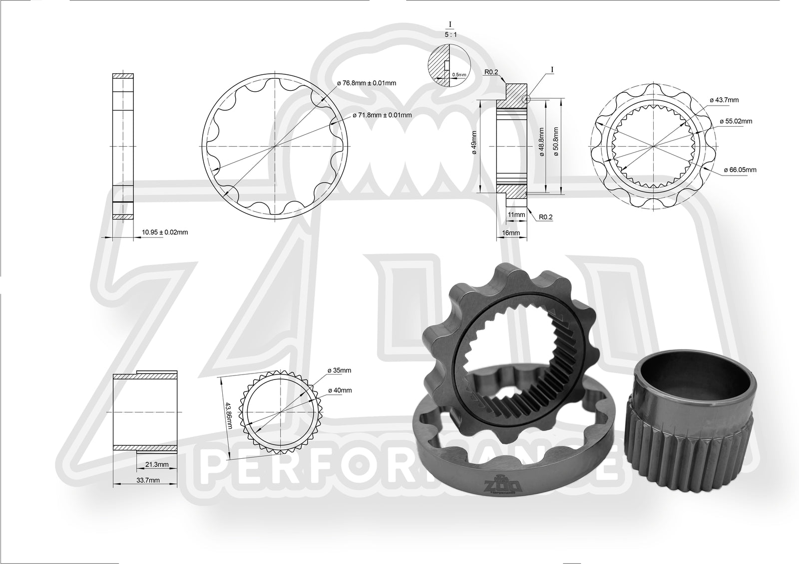 N1 TYPE RB Billet Spline Driven Oil Pump Gears