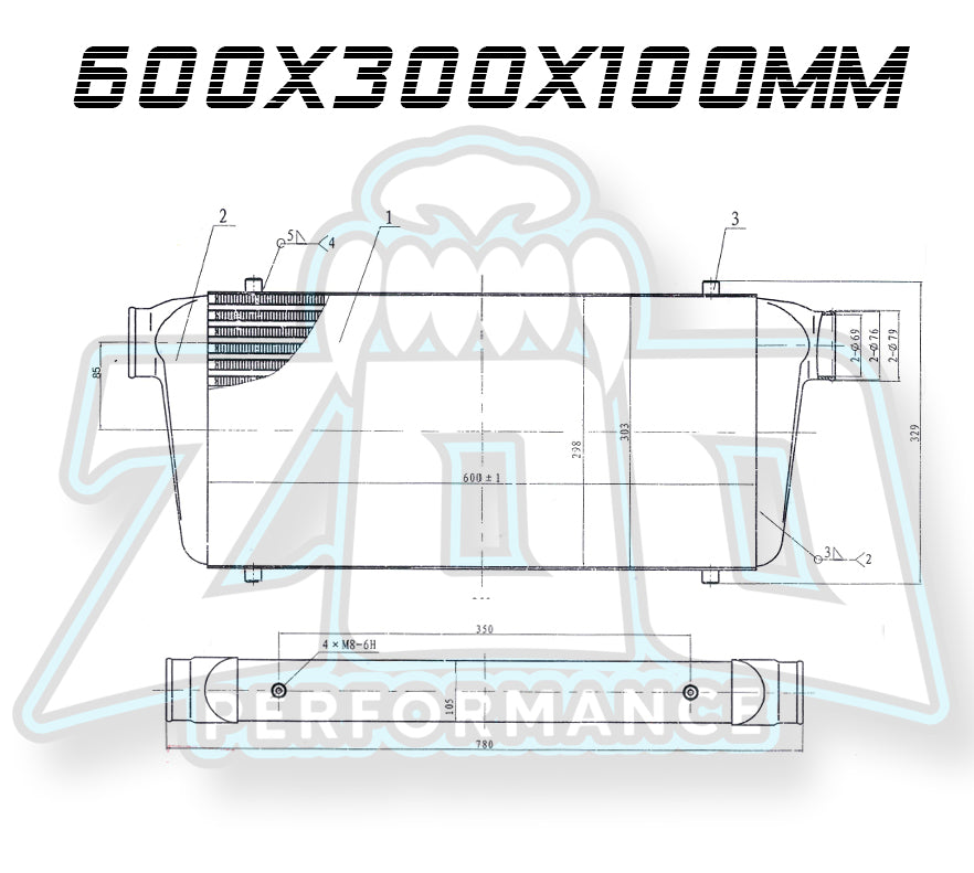 RACE SERIES INTERCOOLER 600X300X100