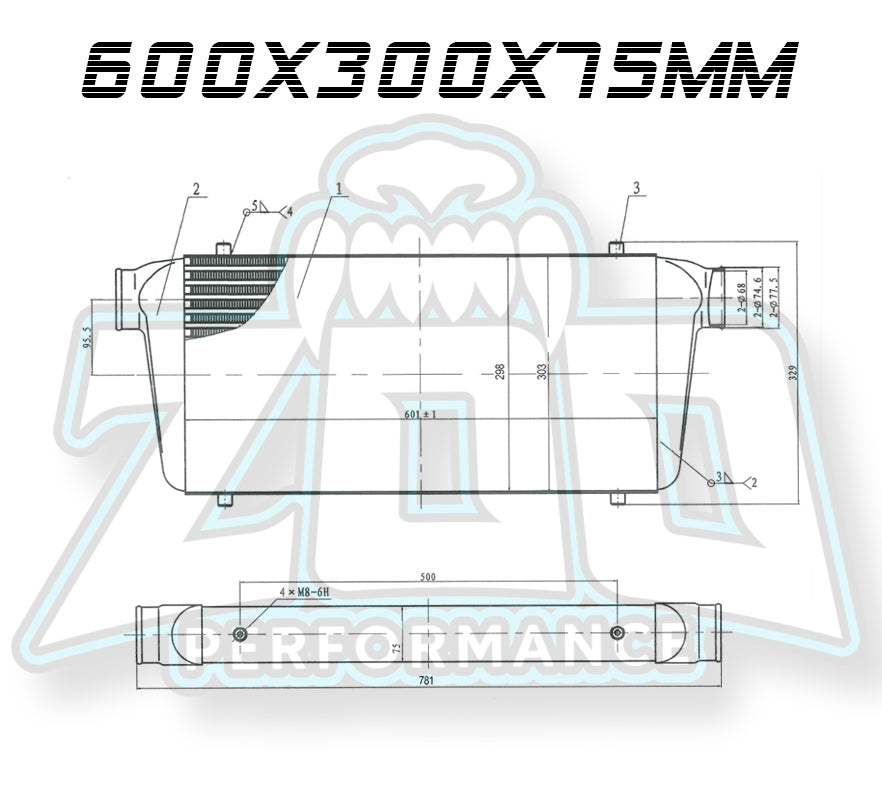 STREET SERIES INTERCOOLER 600X300X75