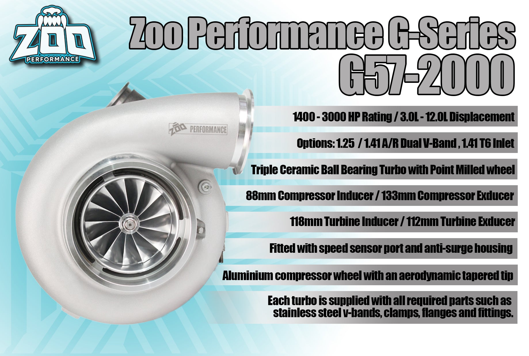G57-2000HP Series 88mm Turbo